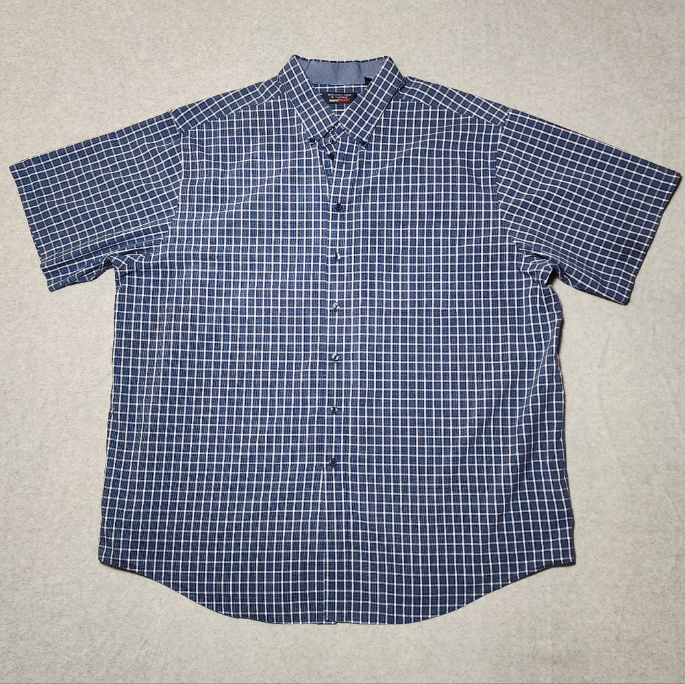 Travel Smart Short Sleeve Plaid Shirt 3XT Roundtree 3xl Tall Business Casual
